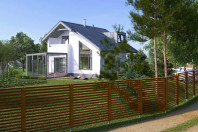 Проект загородного жилого дома с террасой